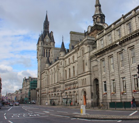 Aberdeen Town House
Aberdeen Town house was built in 1874 and designed in the Scots Baronial style by John Peddle and Charles Kinnear.  The building is used by Aberdeen Council today. [url=http://streetmap.co.uk/map?X=394356&Y=806331&A=Y&Z=106/] Map location. [/url]
