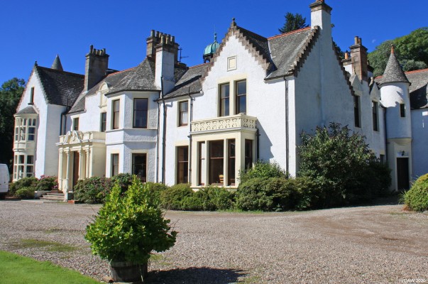 Achamore House, Island of Gigha
Built in 1884 for Lt-Col William James Scarlett who bought the Island from Clan McNeill.  The house was damaged by fire in 1896 and the original architect, John Honeyman was employed to restore and remodel the house in 1900.  After several other owners the Island was sold to Colonel Sir James Horlick in 1944 who bought the Island in order to extend his plant collection which he had already been developing in Berkshire.  It was Horlicks who developed the 50 acre garden that you see today.  
