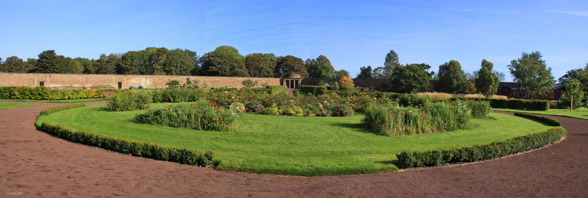 Amisfield Walled Garden, near Haddington
Since 2013 the walled garden at Amisfield has been run by a local trust who have been developing it as a local community resource.  This photo gives an idea of the scale of the garden, it is one of the largest walled gardens in Scotland.
