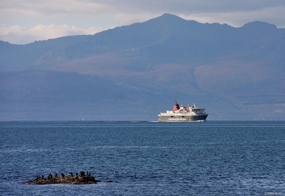 Arran ferry approaching Ardrossan
[url=http://www.streetmap.co.uk/map.srf?X=224152&Y=641457&A=Y&Z=115/] Map location. [/url]
