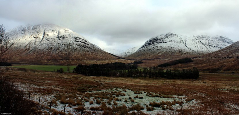 Beinn Dorain
A winter view from the A82 above Tyndrum.  Beinn Dorain (1076m) is on the left and Beinn a Caistel on the right.  You can see the west coast rail line crossing a viaduct in the centre. [url=http://streetmap.co.uk/map.srf?X=231892&Y=735067&A=Y&Z=120/] Map location. [/url]
