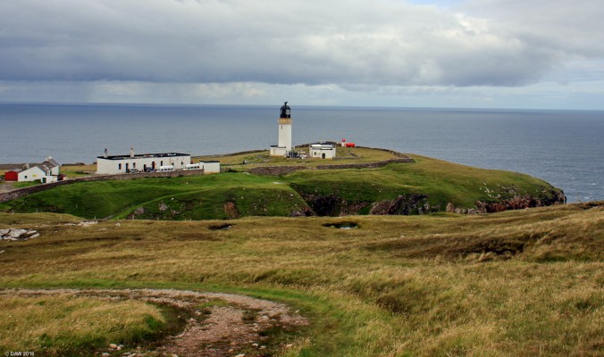 Cape Wrath, Sutherland
Looking East from the tip of Cape Wrath.  The lighthouse dates from 1828, the tower rises to a height of 22m and sits on cliffs 122m high giving a range of about 22 nautical miles.  The ruins of the old Coastguard building can be seen on the hill.   [url=http://streetmap.co.uk/map.srf?X=225935&Y=974757&A=Y&Z=115/] Map location. [/url]
