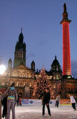 Christmas Ice rink at George Square
This artificial ice rink is built on George Square during the Christmas period so that Glaswegians can display in public their ability, or lack of ability in skating.  The City chambers and Walter Scott monument are in the background. [url=http://www.multimap.com/map/browse.cgi?lat=55.8619&lon=-4.2514&scale=5000&icon=xMap location[url]
