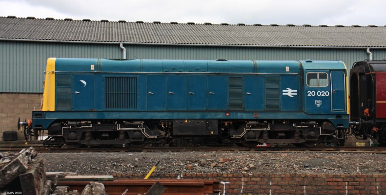 Class 20 Diesel Electric, Bo'ness & Kinneil Railway
These 73 ton locomative were built by English Electric between 1957 and 1968.  They produce 1000 hosepower (750KW) and were designed for hauling freight.  This particular example was built in 1959 by Robert Stevenson & Hawthorn in Darlington.
