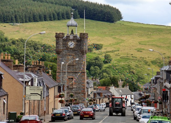 Dufftown, Moray
A view down Conval Street in the rural Moray town of Dufftown.  The large clock tower in the distance was once a prison.  [url=http://streetmap.co.uk/map.srf?X=332275&Y=841430&A=Y&Z=120/] Map location. [/url]
