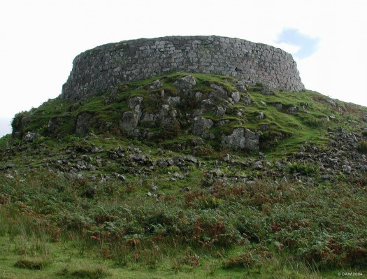Dun Beag Broch, Isle of Skye
Broch is the Scots word for a cicular tower like structure.  Dun Beag is the best preserved Broch on Skye, it would have stood about 30ft high.  Brochs date from around 100BC, an archeological dig in the early 20th century showed occupation up until the 18th century. [url=www.multimap.com/map/browse.cgi?lat=57.3602&lon=-6.4257&scale=25000&icon=x/]Map location[/url]
