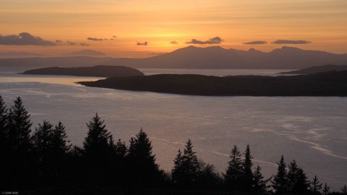 Dusk over the Firth of Clyde Islands
Taken in early January 2017 at the view point above Largs.  Furthest away is the Island of Arran, on the right is the tail end of Bute, on the left is the Wee Cumbrae and in the foreground is the Great Cumbrae.  [url=http://streetmap.co.uk/map.srf?X=221540&Y=658203&A=Y&Z=120/] Map location. [/url]

