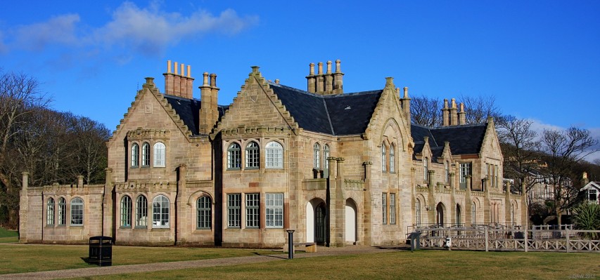 Garrison House, Millport
Taken early in 2009 not long after the building was re-opened after under going a complete restoration since being gutted by fire in 2001.  Today it houses a [url=http://www.garrisonhousecumbrae.org.uk/] Cafe, Museum, Library [/url] and local medical centre.  It has been a prominent landmark of the Millport seafront for more than 200 years.
