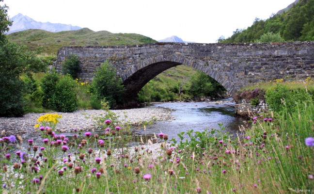 Old bridge, Glen Sheil
One of the bridges on the line of the old Military road between Fort Augustus and the Bernera Barracks at Glenelg.  Built by William Caulfield between 1750 and 1784, the successor the General Wade.  This was the site of the Battle of Glen Shiel in 1719 when Spanish and Jacobite forces fought and were defeated by Government troops. [url=http://streetmap.co.uk/map.srf?X=199122&Y=813194&A=Y&Z=120/] Map location. [/url]
