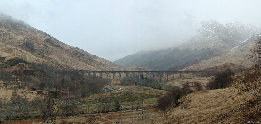 The Glenfinnan Railway Viaduct
The 21 arches of the Railway Viaduct built by Sir Robert McAlpine between 1897 and 1901.  At the time it was one of the largest structures to be constructed using concrete with no reinforcement.  Its more recent claim to fame is to feature in a Harry Potter movie.  [url=http://www.streetmap.co.uk/map.srf?X=190777&Y=780747&A=Y&Z=115/] Map location. [/url]
