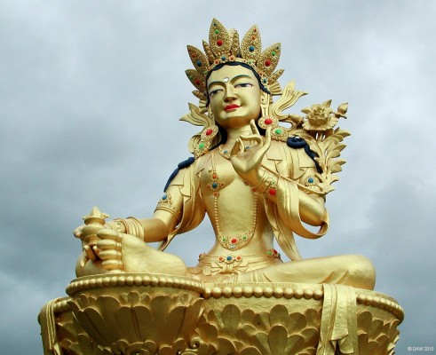 Green Tara Statue, Kaygu Samye Ling Buddhist Centre
Green Tara is said to embody the loving compassion of all the Buddhas.  [url=http://www.streetmap.co.uk/map.srf?X=324625&Y=599855&A=Y&Z=120/] Map location. [/url]
