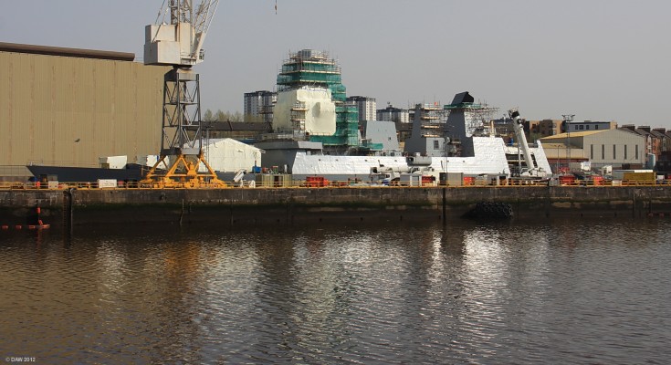 HMS Duncan, Scotstoun, 2011
HMS Duncan, the last of the Type 45 Destroyers being fitted out at BAE's Scotstoun ship yard.
