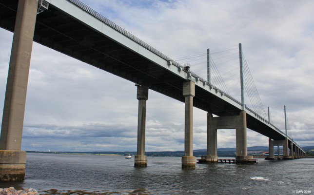 The Kessock Bridge
Built in 1982 the total span of the bridge is 1056m.  Before the bridge open travellers north had the option of either using the Kessock Ferry or a detour inland to the bridge at Beualy. [url=http://streetmap.co.uk/map.srf?X=266144&Y=847841&A=Y&Z=120/] Map location. [/url]
