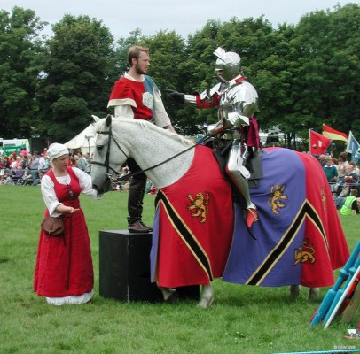 Taken during a jousting tournament at Culzean Castle
The caption to this should possibly read, "And if you can do better try it yourself son".
