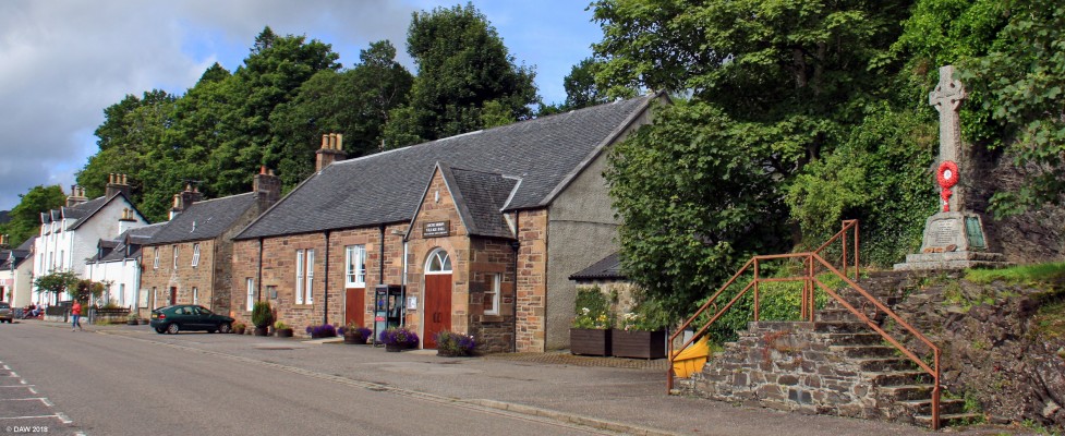 Loch Carron village hall
Located in the small village of Lochcarron that runs along the North shore of Loch Carron.  The hall was built in 1893 as a drill hall for the Lochcarron Volunteers. [url=http://streetmap.co.uk/map.srf?X=190455&Y=839866&A=Y&Z=115/] Map location. [/url]

