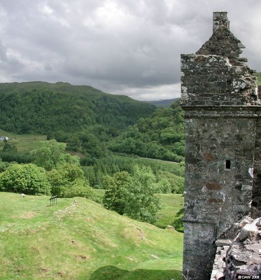A view from Carnasserie Castle
The ruins of Carnasserie Castle lie at the top end of Kilmartin Glen, a place with more historical sites than you can shake a stick at.  The castle has been in the care of Historic Scotland since 1932 and is free to walk around, this view is looking North East.  [url=http://www.streetmap.co.uk/streetmap.dll?G2M?X=183500&Y=701500&A=Y&Z=3/]Map location[/url]
