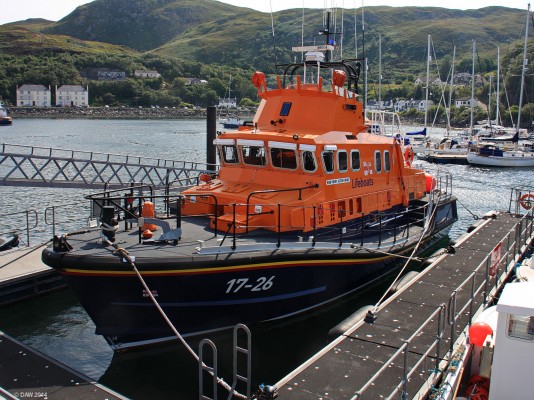 Mallaig Lifeboat
There has been a lifeboat at Mallaig since 1948.  The present vessel is the Henry Alston Hewat which has been there since 2001.
