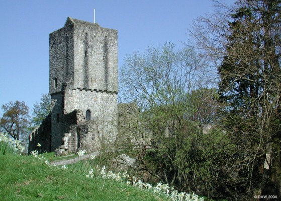 Mugdock Castle
Thought to date from the 12th century, Mugdock castle is built on a rock promontary with Loch Mugdock on one side.  Today the castle is in the grounds of a large country park called Mugdock country park north of Glasgow, near Strathblane. 
[url=www.mugdock-country-park.org.uk/] Mugdock Country Park [/url]
