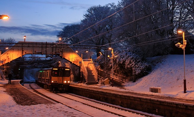 Neilston Station in winter
The platform at Neilston is a cold place to hang around on a day like this.
