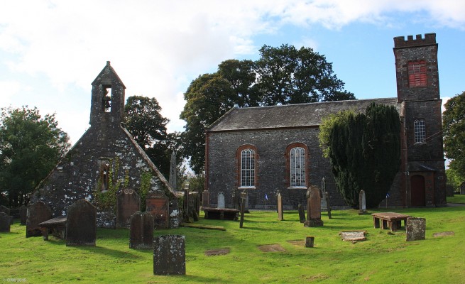 Parton Parish Church & Graveyard, Dumfries & Galloway
The smaller ruin on the left is the ruins of an earlier Kirk called Killennan.  It was dedicated to St Ninian and was built some time during 1502 and then rebuilt in 1534.  Within the Auld Kirk lies the grave of the world renowned physicist, James Clerk Maxwell. [url=http://streetmap.co.uk/map.srf?X=269731&Y=569902&A=Y&Z=115/] Map location. [/url]
