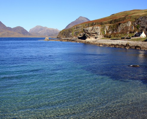 Port na Cullaidh, Isle of Skye
Looking out from the harbour at Port na Cullaidh.  The beach here isn't sandy but behind the harbour wall sand has collected. [url=http://streetmap.co.uk/map.srf?X=151594&Y=813580&A=Y&Z=120/] Map location. [/url]
