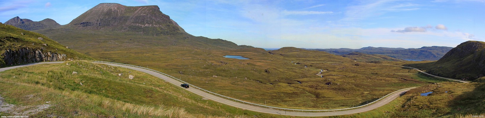 Over looking the Quinag mountain range
On the left are the Quinag mountains, the highest of which is Sail Gharbh on the right hand side at 808m.  [url=http://www.streetmap.co.uk/map.srf?X=223943&Y=929209&A=Y&Z=115/] Map location. [/url]

