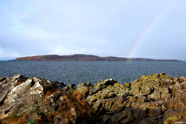 The Wee Cumbrae
A rainbow brightens up this view of The Wee Cumbrae from Portencross in winter.  [url=http://www.streetmap.co.uk/map.srf?X=217575&Y=649135&A=Y&Z=120/] Map location. [/url]
