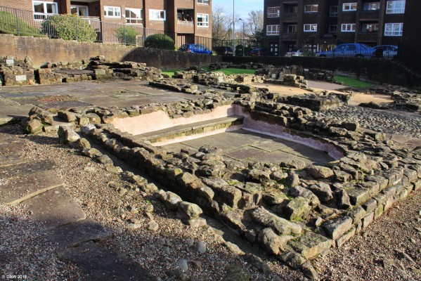 The Bearsden Roman Bathhouse
The ruins of a Roman Bathhouse sit uncomfortably in the middle of a housing development in Bearsden.  Dating from the 140s AD they were associated with a Fort on the Antonine Wall.  There is no longer any trace of the fort.  These ruins were discovered in 1973, presumably when the surrounding flats were being built.  [url=http://streetmap.co.uk/map.srf?X=254709&Y=672096&A=Y&Z=115/] Map location. [/url]
