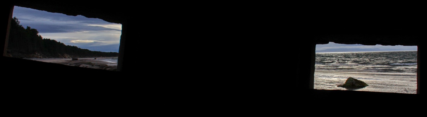 Roseisle Beach, Burghead Bay
Looking through the openings of one of the second world war bunkers along the beach at Burghead Bay.  [url=http://streetmap.co.uk/map?X=310222&Y=865749&A=Y&Z=115/] Map location. [/url]
