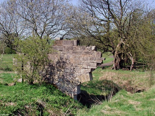 Ruins of High Crofthead Bleachworks, Neilston
The Levern water that flows through Neilston and Barrhead support many bleach works and mills, this is all that remains of the High Crofthead Bleach Works that were active in the 19th century.  The field behind is now where the annual Neilston Show is held. [url=http://www.streetmap.co.uk/streetmap.dll?G2M?X=247045&Y=656855&A=Y&Z=3/]Map location[/url]
