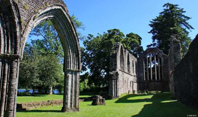 The ruins of Inchmahome Priory
The priory sits on the largest of three islands in the Lake of Menteith.  It was founded in 1238 by the Earl of Menteith.  [url=http://www.streetmap.co.uk/map.srf?X=257464&Y=699871&A=Y&Z=115/] Map location. [/url]
