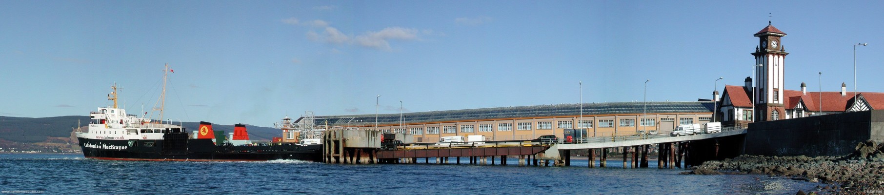 Saturn at Wemyss Bay
MV Saturn takes on its cargo of cars and passengers on a sunny but cold winter morning at Wemyss Bay Pier.  You can see the turbulance from the bow and stern thrusters which keep it on station while docked at the link span.
