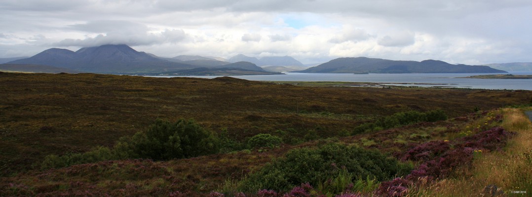 Looking towards Scalpey, Isle of Skye
On the left below the mountains of Beinn na Caillich and Beinn Dearg Mhor lies the village of Broadford.  The large Island right of centre is Scalpay and the smaller one to its right is Pabay.   [url=http://www.streetmap.co.uk/map.srf?X=169271&Y=817122&A=Y&Z=126&ax=171729&ay=822246/] Map location. [/url]
