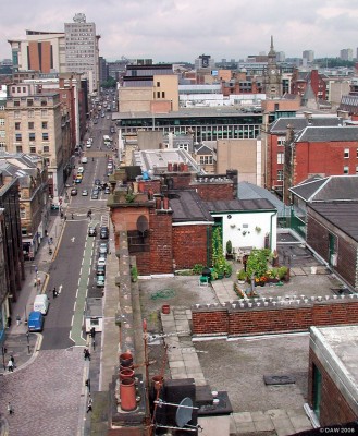 Secret Garden, Glasgow city centre
Unfortunately not really much of a secret since this photo was taken from the external viewing gallery at The Lighthouse.   The view is looking up West Nile Street.
