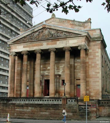 St Georges in The Fields, Glasgow
The impressive front of St Georges in the Fields over shadowed by a modern tower block.  Built in 1886 to a design by H and D Barclay.  
