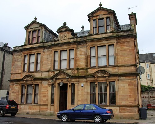 Paisley Masonic Temple
Built in 1886 as the managers and staff dining hall for the Ferguslie Thread Works.  The building was bought by the Masons of Paisley in 1956.  [url=http://www.streetmap.co.uk/map.srf?X=246822&Y=663555&A=Y&Z=110/] Map location. [/url]

