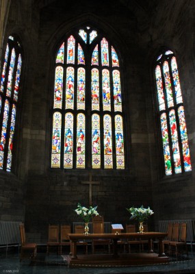 Stained Glass, Church of Holy Rude, Stirling
Stained glass windows above the communion table at the Church of Holy Rude near Stirling Castle. [url=http://www.streetmap.co.uk/map.srf?X=279202&Y=693717&A=Y&Z=115/] Map location. [/url]
