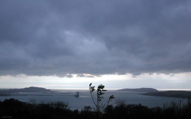 Storm clouds over the Cumbraes
Taken from the Haylie Brae above Largs.  The Great and Little Cumbrae Islands are on the right, Hunterston Peninsula is on the left.
