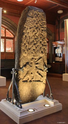 The Sun Stone, the Govan Stones
Rear view of the The Sun Stone at Govan Parish Church.  It appears to depict a figure on a horse and is thought to date from around the 10th century.
