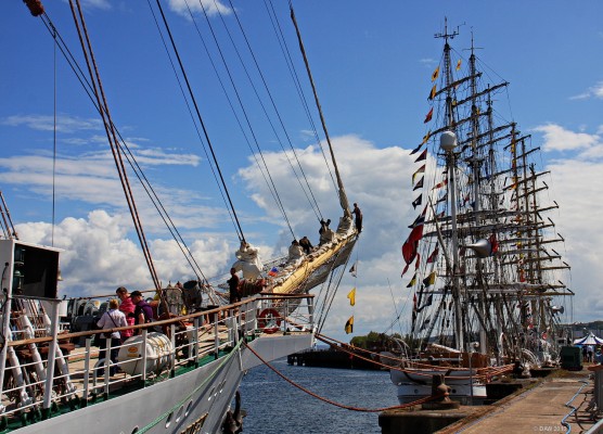 Tall Ships Greenock, 2011
A view along the line of tall ships at the Great Harbour in Greenock.

