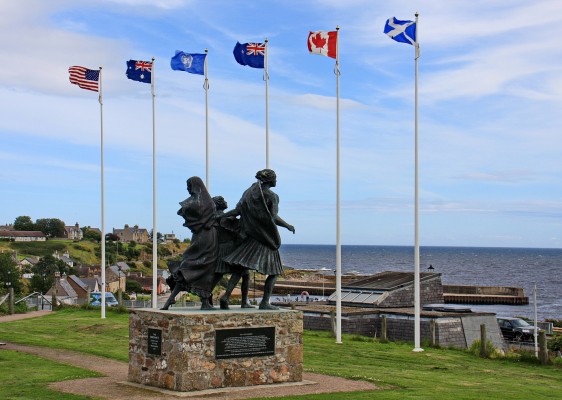 The Emigrants, Helmsdale
A statue in memory of the thousands of families who were forced off the land in the highlands and Islands of Scotland to make way for Sheep.  Many sought a new life over seas never to return.  It reads, "Their voices will echo forever through the empty Straths and Glens of their homeland."
