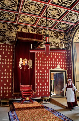 The Queens Inner Hall, Stirling Castle
The Queens Inner hall in the restored Royal Palace at Stirling Castle.  The furniture and decoration has been replicated to how it would have been when it was built by James V.
