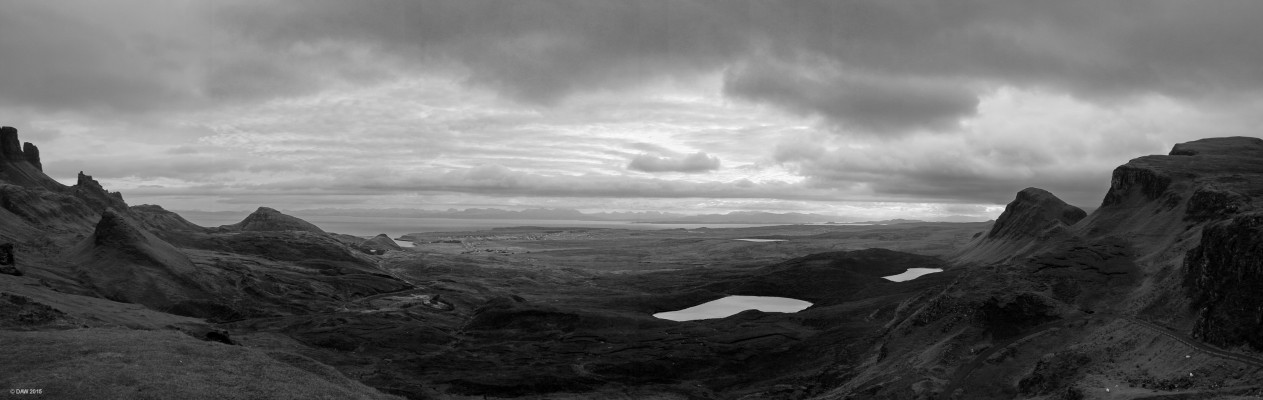 Looking east from near the Quiraing, Isle of Skye
Looking towards the mainland from Skye, the Quiraing is on the extreme left.  [url=http://streetmap.co.uk/map.srf?X=143961&Y=867870&A=Y&Z=120/] Map location. [/url]
