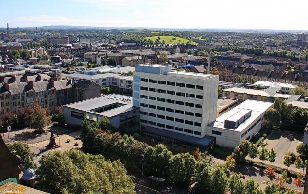 University of the West of Scotland, Paisley
This building started life as the Reid Kerr College which then became Paisley University and in 2007 they combined with Bell College in Hamilton to become the [url=http://www.uws.ac.uk/index.asp/] University of the West of Scotland. [/url]  Over the years the number of buildings used has increased, including the Coats Memorial Church which this photo was taken from.
