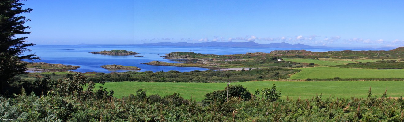 View from high point in Achamore Gardens, Gigha
Looking west from the Island of Gigha towards the Island of Islay. [url=http://www.streetmap.co.uk/map.srf?X=159641&Y=645223&A=Y&Z=130&ax=164041&ay=647863/] Map location. [/url]
