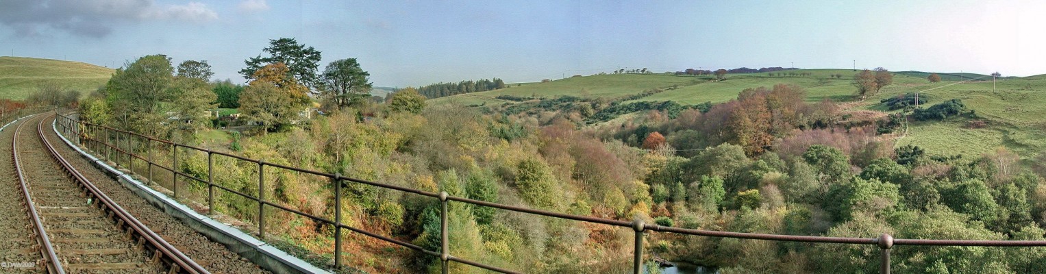 View from Kinclair Railway Viaduct, Pinmore
Located in south Ayrshire near Pinmore.  The Girvan & Portpatrick Railway line was built in the 1870's.  The line is still in use today but some of the stations have now closed.  [url=http://www.streetmap.co.uk/map.srf?X=220120&Y=591117&A=Y&Z=120/] Map location. [/url]
