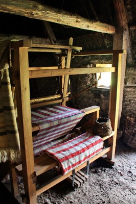 18th Century Weaving Loom
A replica of an 18th century Weaving Loom inside the weavers cottage at the Highland Folk Museum in Newtonmore.
