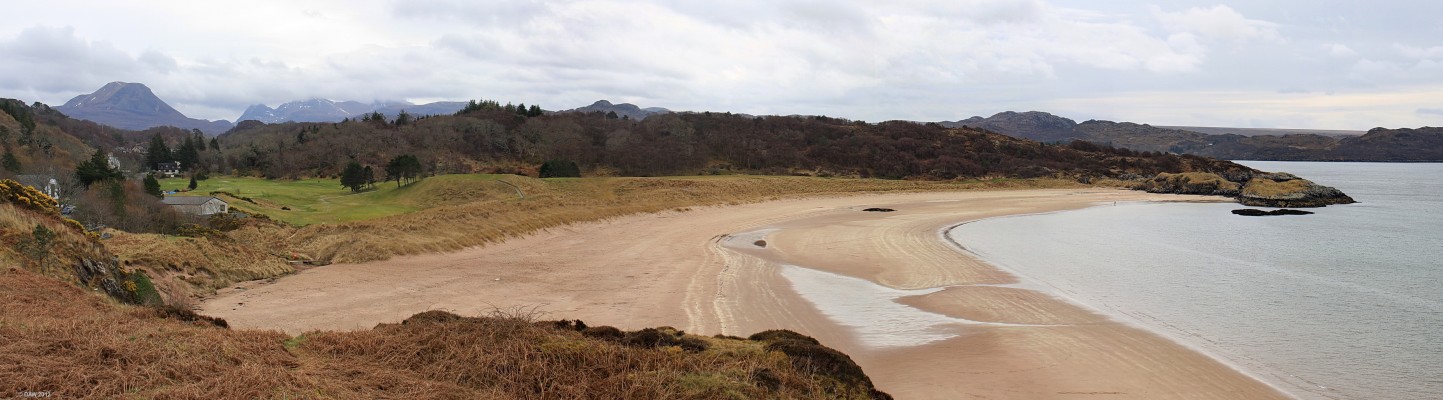 The Beach at Gairloch
Looking south towards Charlestown, the golf course is on the left.  Also on the left in the distance you can see Sithean Mor rising to some 384m. [url=http://www.streetmap.co.uk/map.srf?X=180504&Y=875934&A=Y&Z=120/] Map location. [/url]
