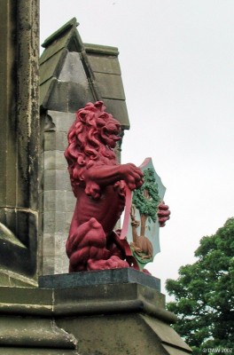 Crest, Bruce Fountain, Falkland
One of the four Lions on the Bruce Fountain at Falkland.  This one is holding the crest of the Burgh of Falkland.
