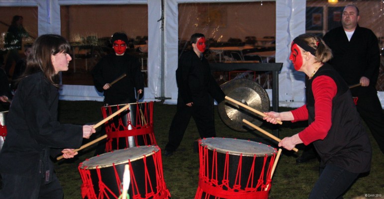 Demon Drummers, Neilston Powerdown, 2010
Very demonic looks, right down to the red eyes.
